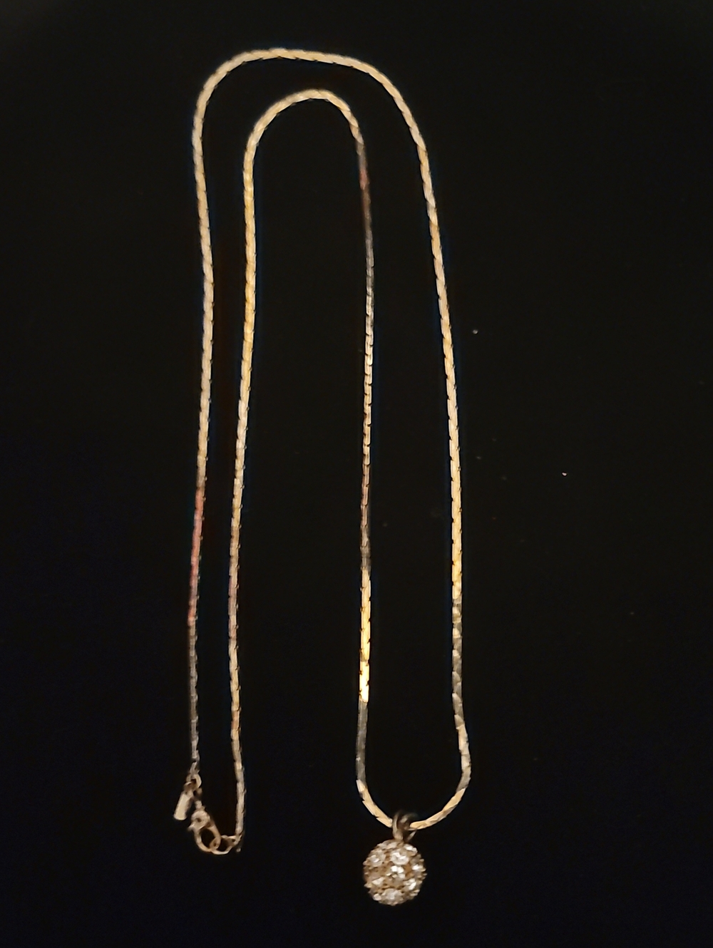 Vtg Monet Gold-Tone Necklace with Unbranded Pavé Ball Pendant